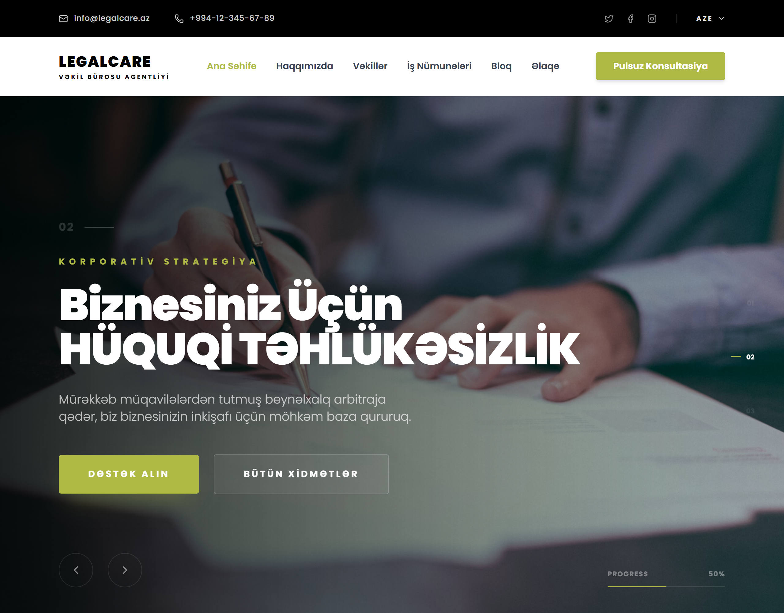 Hüquq firması üçün hazır vebsayt